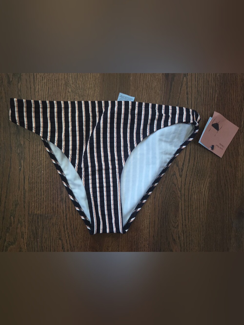 New Shade & Shore Womens Small 4/6 Brown Striped Bikini Bottoms
